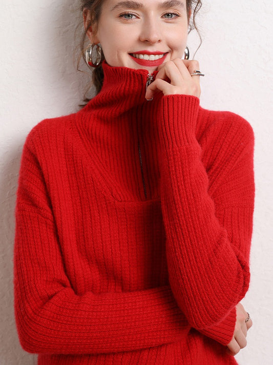 Suéter Elite Cashmere con media cremallera