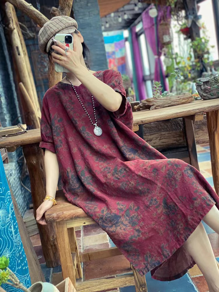 Vestido de lino Rustic Bloom