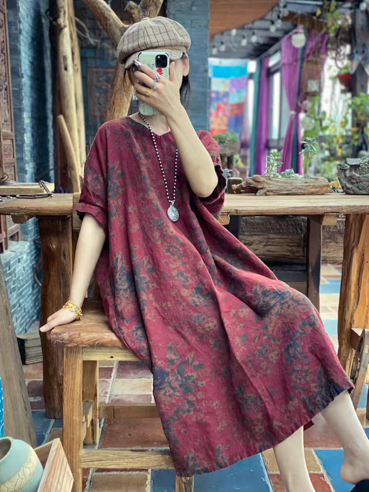 Vestido de lino Rustic Bloom