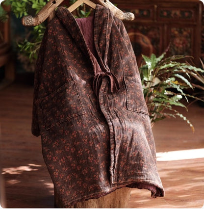 Abrigo vintage de algodón con capucha y bolsillos