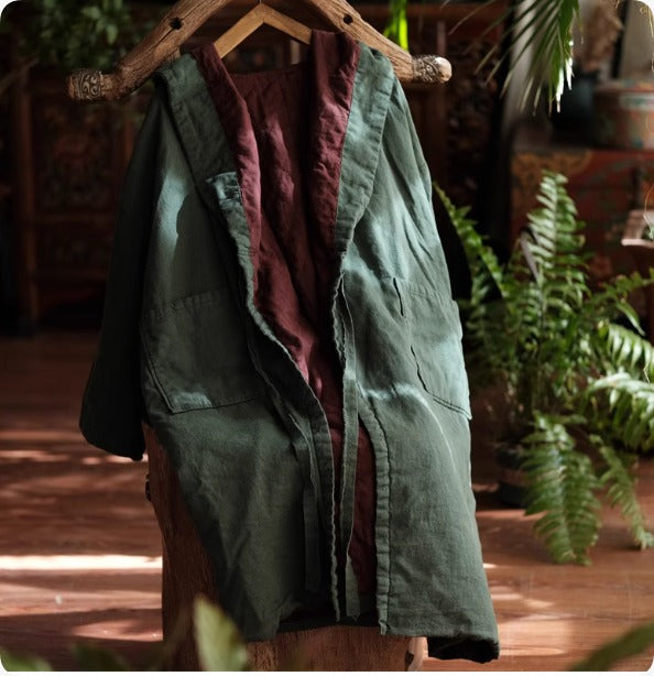 Abrigo vintage de algodón con capucha y bolsillos