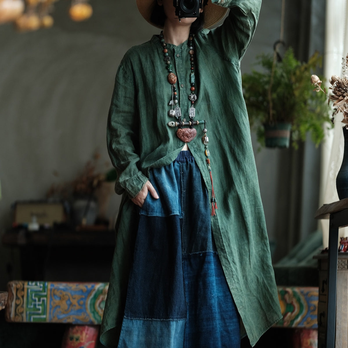 Forest Reverie Ramie Shirt Dress