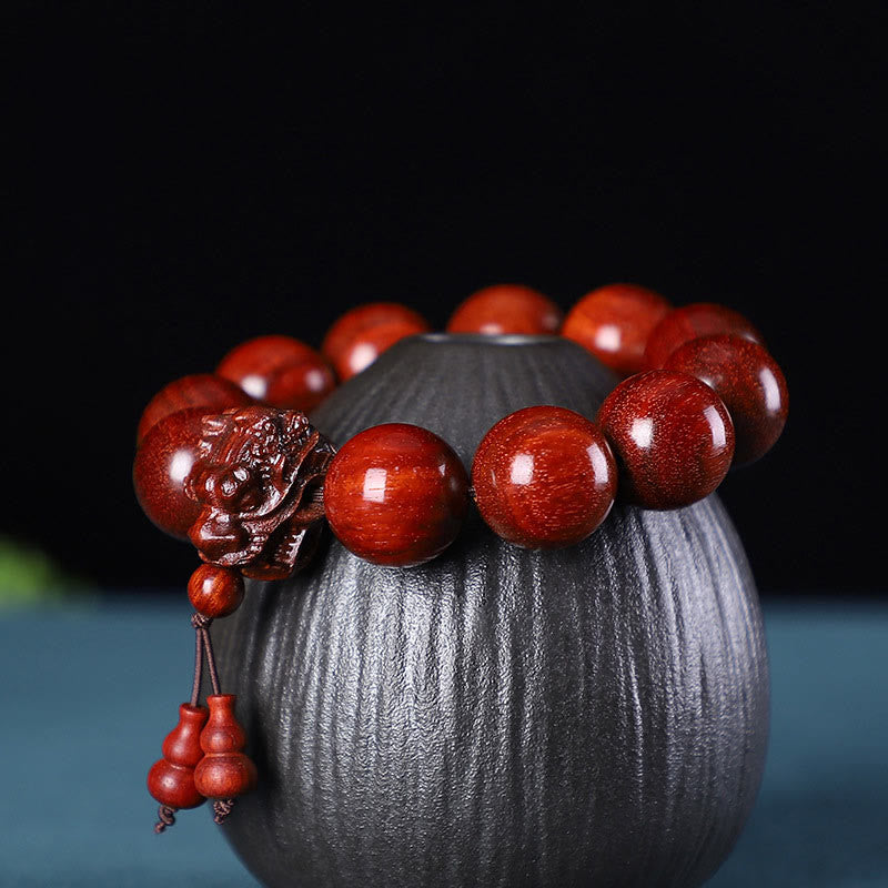 Red Wood Dragon Bracelet – Natural Protection Amulet