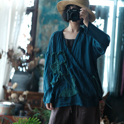 Aoi 3D Embroidered Ramie Blouse 1