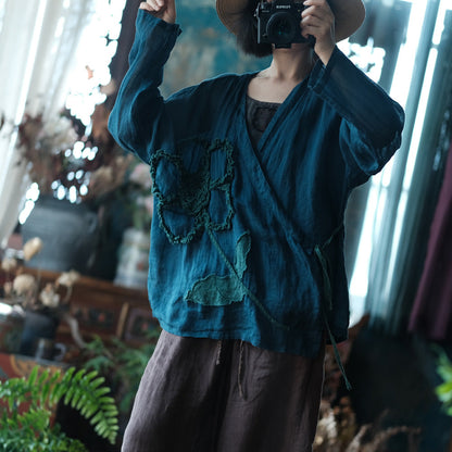 Aoi 3D Embroidered Ramie Blouse 8