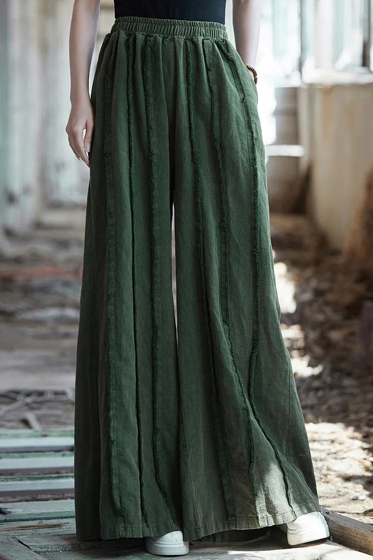 Pantalones falda bohemios de lino y algodón