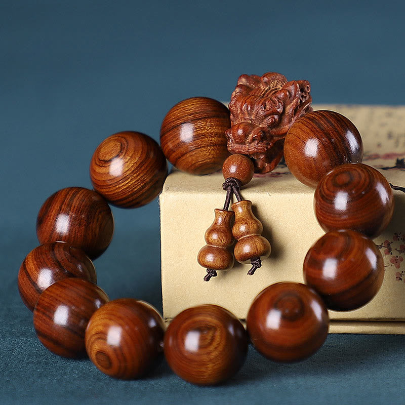 Red Wood Dragon Bracelet – Natural Protection Amulet