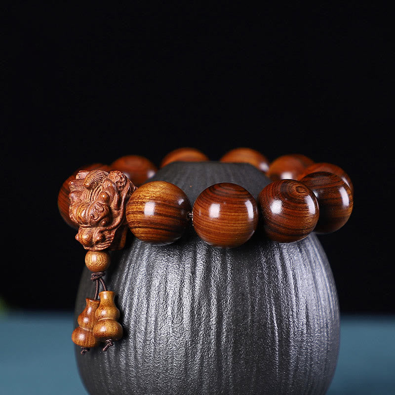Red Wood Dragon Bracelet – Natural Protection Amulet