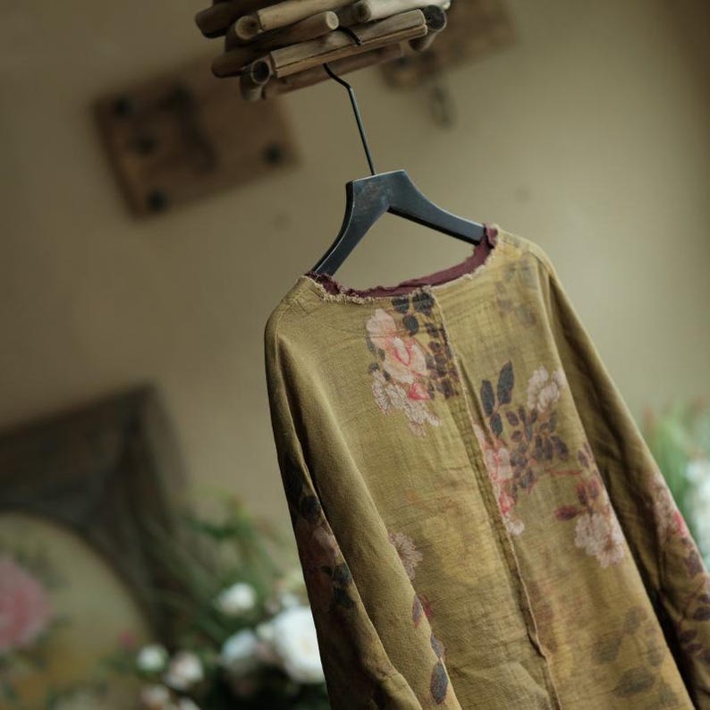 Olive Reverie Raw-Edge Cotton Blouse – view 13
